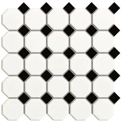 White and Black Matte Porcelain Glazed Octagon